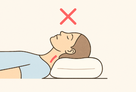 Inadequate neck and head position on a pillow
